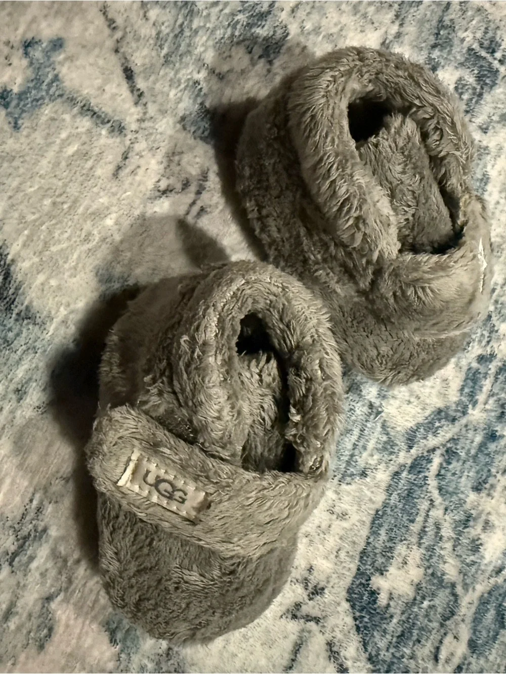 UGG Kids Gray Plush Slip-On Slippers